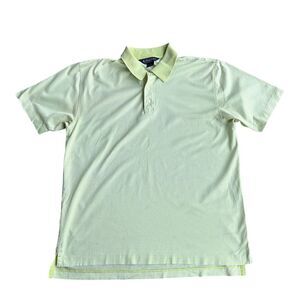 Brooks Brothers Polo Shirt Mens Medium Green Stripe Performance Knit Golf Office